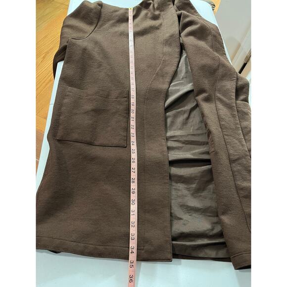 Mya Brown Wool ¾ Sleeve Wrap Hooded Oversized Coat with pockets M - Picture 13 of 16